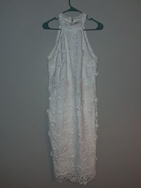 Petal & Pup White Lace Halter Midi Dress